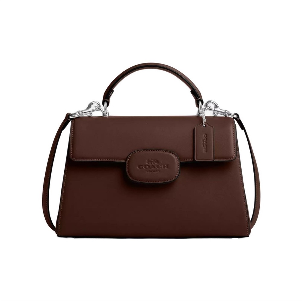 NWT！COACH ELIZA 2-WAY TOP HANDLE BAG（COACH CT852）SILVER/MAPLE fast shipping - Picture 11 of 15